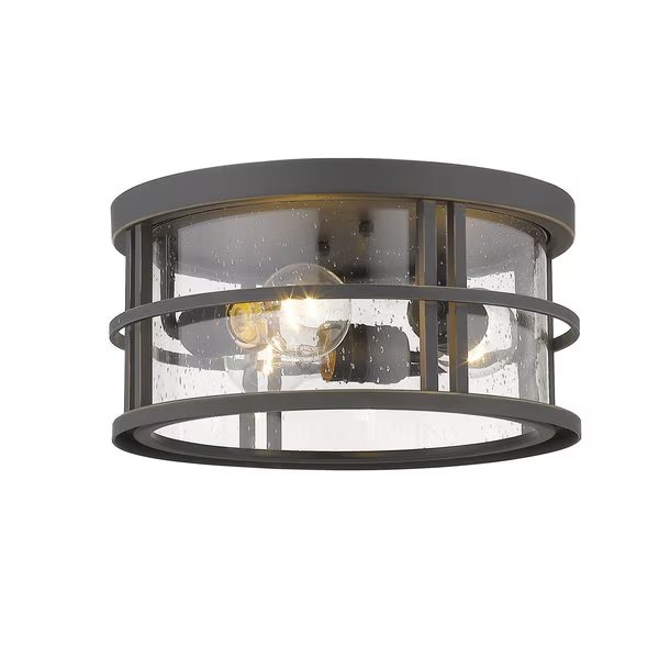 Jordan 3 Light Outdoor Flush Ceiling Mount Fixture, Oil Rubbed Bronze And Clear Seedy, Z-Lite, Mfr#: 570F-ORB